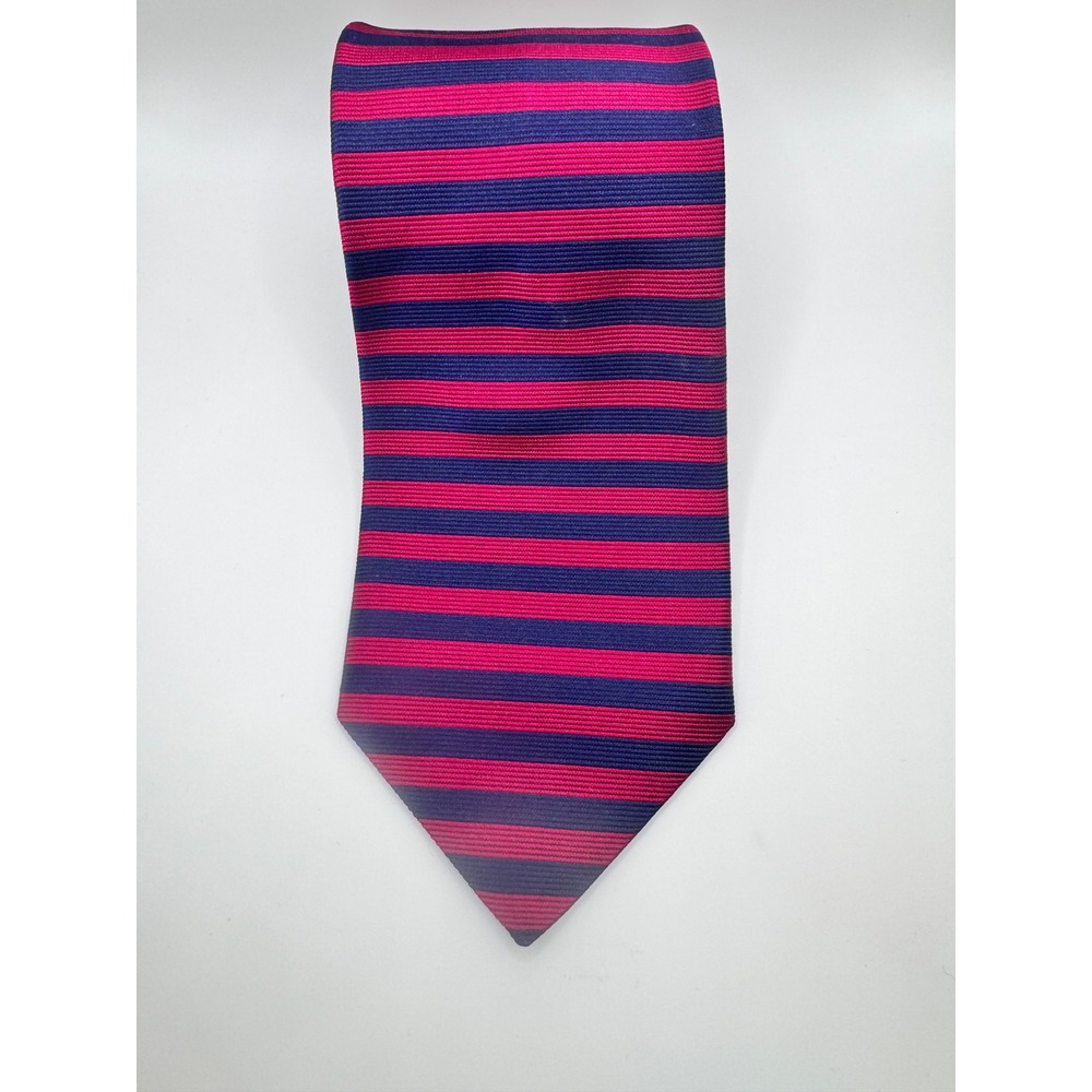 Brooks Brothers Makers Necktie All Silk Striped‎ Pink Blue Hand Made USA